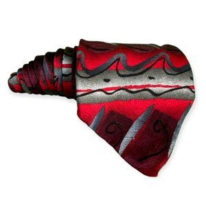 Vintage J Garcia Collection 27 Red Gray Abstract Silk Mens Necktie Tie Ties